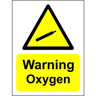 Image of Warning Oxygen Sign Self Adhesive Sticker 200mm x 150mm