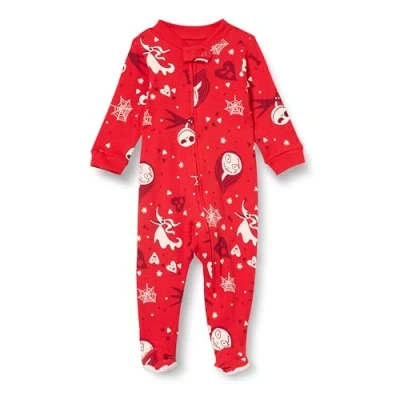 Image of Amazon Essentials Disney Marvel Star Wars Unisex Babies&#039; Snug Fit Cotton Footed Pyjamas, Nightmare Valentine Sleep &amp; Play, Premature