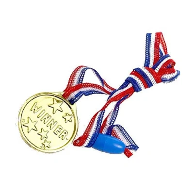Image of Henbrandt Gold Winners Medals Box of 120 Bulk Wholesale Childrens Party Bag Favour Filler Fete Lucky Dip Prizes Toys