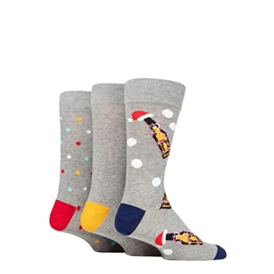 Image of Mens 3 Pair SOCKSHOP Wildfeet Christmas Flat Gift Boxed Socks Bottle 7 11