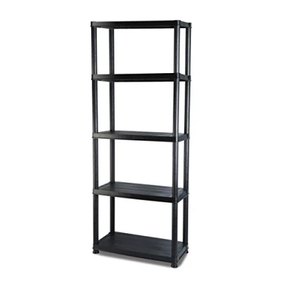 Image of Addis 5 Shelf Plastic Shed Garage Greenhouse Office Storage Unit, Black, 15&quot;