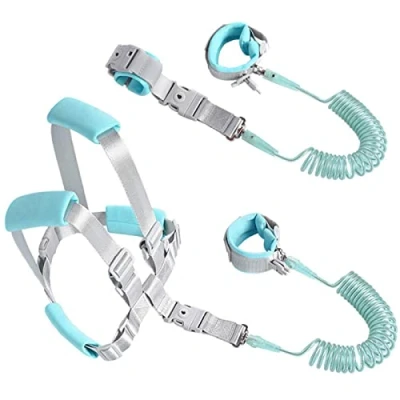 Image of 2 in 1 Child &amp; Toddler Leash, Anti Lost Wrist Link for Toddlers, Safety Walking Harness Reins, m Belt Adjustable Not Easy to Open Without Key kids over year old Light Green