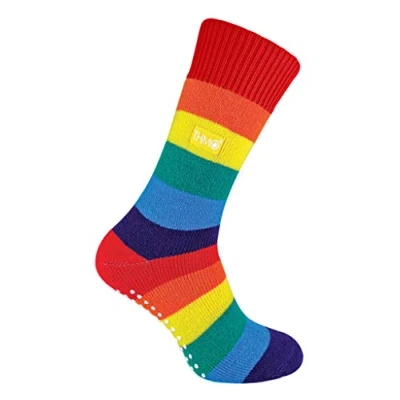 Image of THMO Mens &amp; Ladies Warm Thermal Non Slip Rainbow Socks for Winter (4 8 UK, Rainbow)