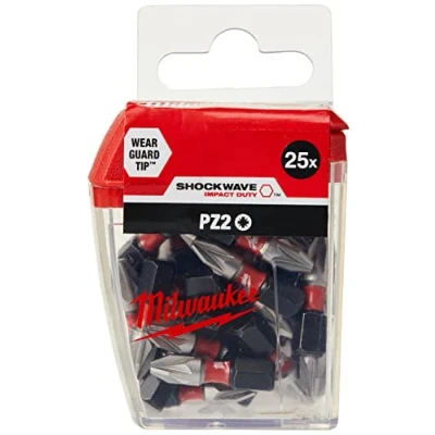 Image of Milwaukee 4932472041 PZ2 25 Piece Shockwave Screwdriver Bits 25mm