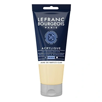 Image of Lefranc Bourgeois 300400 Fine Acrylic Paint Naples Yellow Light, 80 ml Tube, Creamy Paint, Water based, Quick Drying, Lightfast, Waterproof