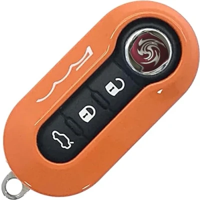 Image of Nordecco GLOSS KEY FOB PROTECTOR SHELL CASE FOR FIAT 500C 500 500L 500X ABARTH GRANDE PUNTO BRAVA PANDA STILO LINEA (Orange)