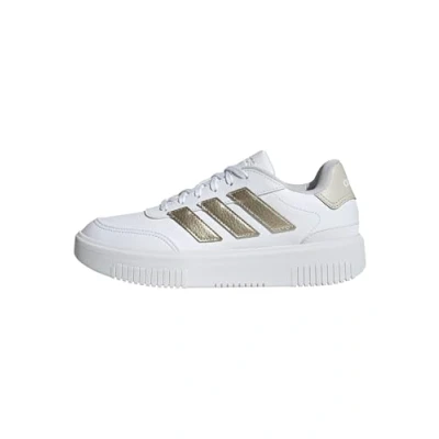 Image of adidas Women&#039;s COURTBLOCK Shoes, FTWR White/Cyber met./Orbit Grey, 4 UK