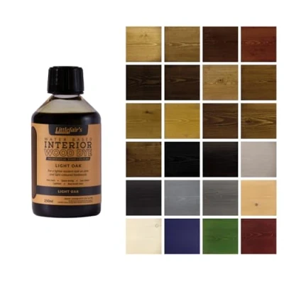 Image of Littlefair&#039;s Wood Stain Water Based 250 ml Indoor Furniture Light &amp; Dark Finishes Special Non Toxic Eco Friendly Formula for Crafts Colour: Oak