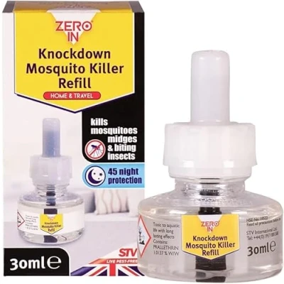Image of hep® Zero In Knockdown Plug Mosquito Killer Insect Killer. for Home &amp; Travel. Lasts up to 45 Nights, White, 6.5x16.4x20.2 cm (Mosquitos Refill Only 30ml)