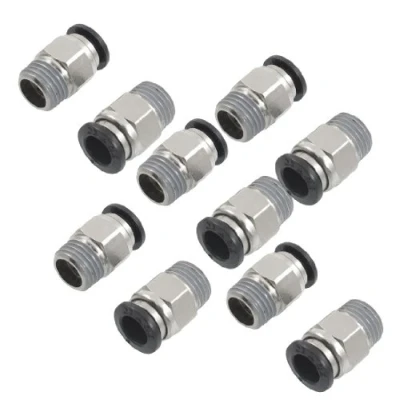 Image of sourcing map 10 Pcs 1/4&quot; PT Male Thread 8mm Push in Joint Pneumatic Connector Quick Fittings