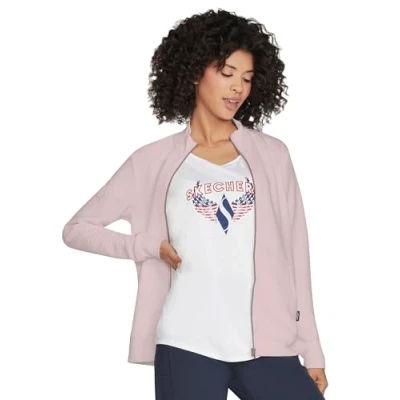 Image of Skechers Women&#039;s The Hoodless Hoodie Gowalk Everywhere Jacket, Dawn Pink, 3XL
