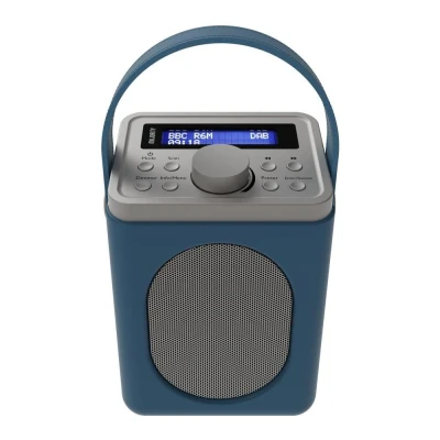 Image of Majority Little Shelford Radio, DAB, DAB+ Digital and FM Bluetooth, Portable, Battery Mains Powered, Bluetooth Connectivity, Dual Alarm, 15 Hours Playback LCD Display Blue &amp; Grey
