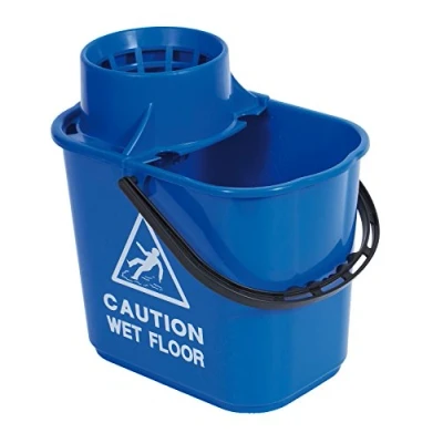 Image of 2Work Plastic Mop Bucket with Wringer 15 Litre Blue 102946BU