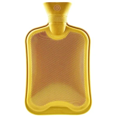 Image of Hot Water Bottle Large 1.8L Rubber Bag 1, 2 or 3 Pack Ribbed Surface One Side for Pain Relief Cold Compress Cramps Back Neck (Yellow, 1 pc)