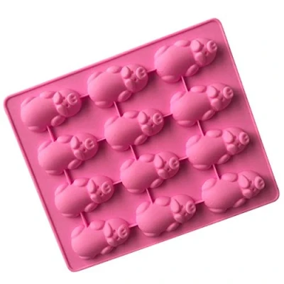 Image of Selecto Bake 12 Cavity Lazy Pigs Silicone Mould Little in a Blanket Baking Molds&#039; Cute Pink Piggy Cake for Chocolate, Candy, Soap
