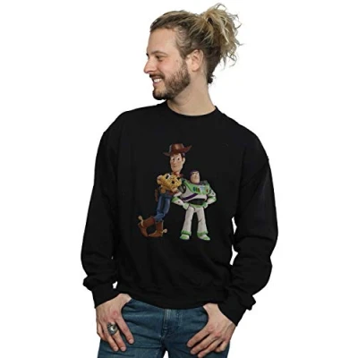 Image of Disney Men&#039;s Toy Story Buzz and Woody Standing Sweatshirt Black Large