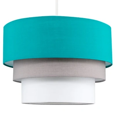 Image of MiniSun Round Modern 3 Tier Fabric Ceiling Pendant Lamp Light Shade in Teal