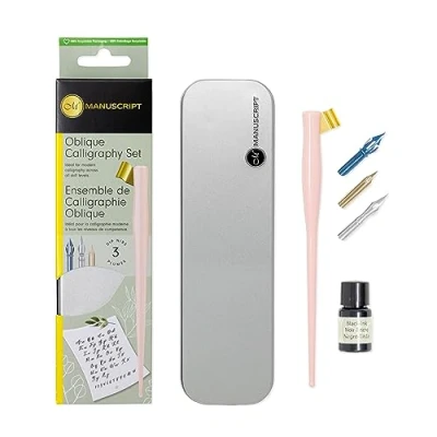 Image of MANUSCRIPT Modern Oblique Calligraphy Writing Pen Set Pink Ideal for Across All Skill Levels