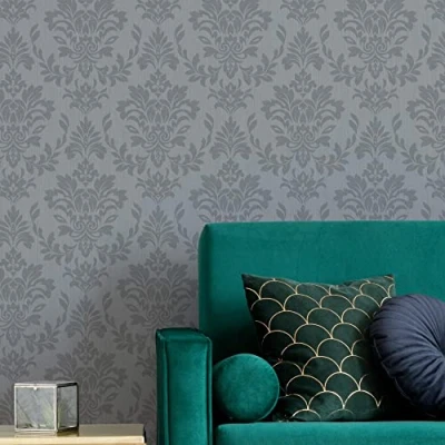 Image of Boutique Royal Damask Sliver Wallpaper