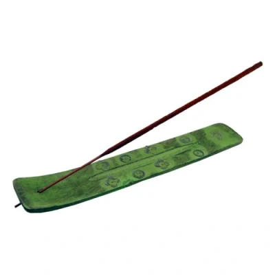 Image of Weathered Wood Incense Holder / Stick burner and ash catcher tray Green Star