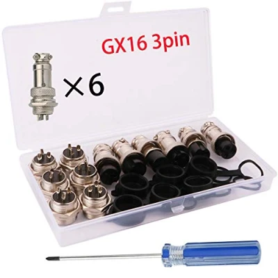 Image of 6PCS GX16 Thread 3 Pin Female Panel Metal Aviation Wire Connector 5A + Male 5A, RUNCCI