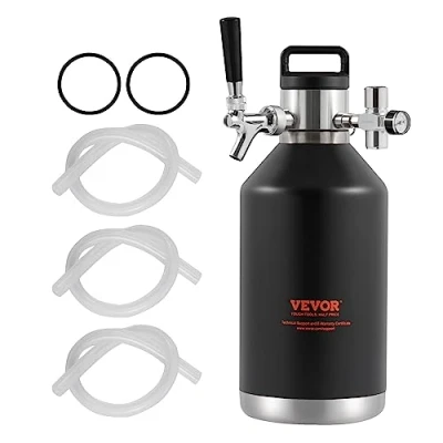 Image of VEVOR Beer Growler Tap System, 128Oz 4L Mini Keg, 304 Stainless Steel Pressurized Growler, Keg with Pressure Display, CO2 Regulator Faucet, Leak Proof Ring For Draft, Homebrew, Craft