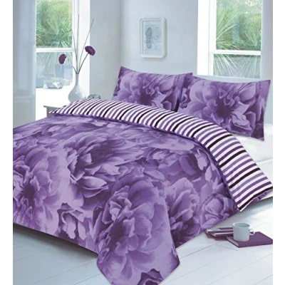 Image of SBL Trendz Rose Duvet Cover Sets with Pillow Cases Bedding Set Single Double King Super Sizes (Double, Lilac)