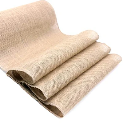 Image of 30cm x 10m Hessian Table Runner BIT.FLY Burlap Fabric Jute Rolls with Complete Edge Suture Great for Wedding Decoration Party Potluck Dinner