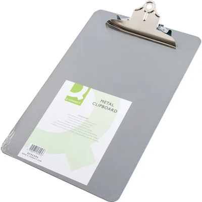 Image of Q Connect Foolscap A4 Steel Grey Metal Heavy Duty Clipboard