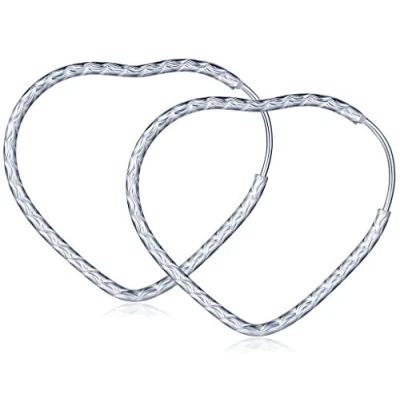 Image of Infinite U Fashion 925 Sterling Silver Heart Hoop Drops Dangle Earrings for Women/Girls,