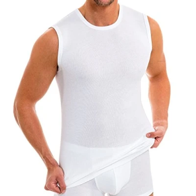Image of HERMKO 3040 3 Pack Men&#039;s Round Neck, Tank top Vest, 100% Organic Cotton, Size:XX Large, Colour:White