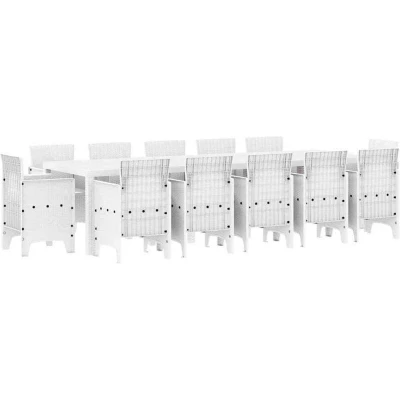 Image of vidaXL 13 Piece Garden Dining Set White Poly Rattan