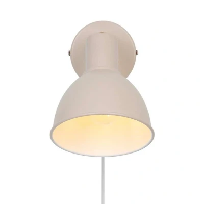 Image of Nordlux Pop Indoor Wall Light/Wall Scones Beige Metal, E27 18W Plug in &amp; Mains Hardwire Bedroom, Living Room, Kitchen, Office, Bedside or Study. IP20, Class 2 (Double Insulated)
