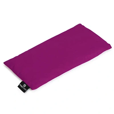 Image of Yoga Studio Eye Pillow 100% Organic Cotton Cover Unscented Linseed Stress Relief Weighted Mask for Yoga, Relaxation, Tired Eyes, &amp; Headaches (Violet Magenta)