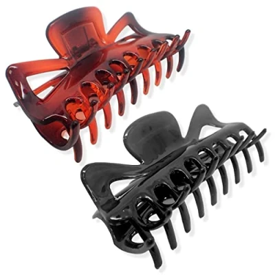 Image of Topkids Accessories 11cm Butterfly Hair Claw Clips Claws Women Styling Large Clip Ladies (Black + Tort Brown)