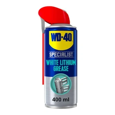 Image of WD 40 Specialist White Lithium Grease Spray 400ml All Weather Protection for Heavy Duty Metal to Applications with Smart Straw Applicator