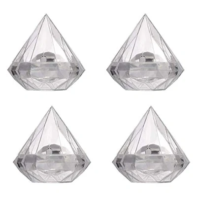 Image of Bordhap 12PCS Transparent Diamond Shape Candy Box Wedding Favor Gift Boxes Clear Plastic Container Home Decor
