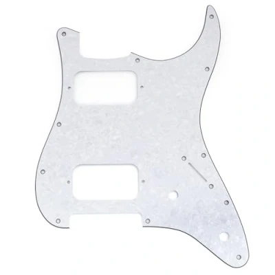 Image of Musiclily Pro 11 Holes ST HH Guitar Pickguard with Round Corner Uncovered Humbucker 2 Pot Layout for Fender Squier Strat Style Electric Guitar, 4ply White Pearl