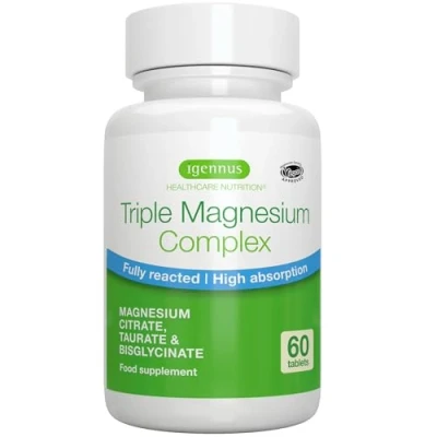 Image of Advanced Triple Magnesium Complex, 2000mg Glycinate, Citrate &amp; Taurate, Clean Label Chelated, 262mg Elemental Magnesium, Vegan, 60 Tablets, 30 Servings, by Igennus