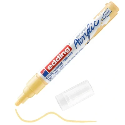 Image of edding 5100 acrylic marker medium pastel yellow 1 waterproof paint round nib 2 3mm pen for drawing on canvas, art paper and wood markers pebbles