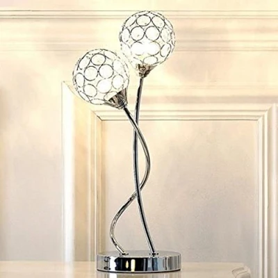 Image of Sphere 2 Light Chrome Table Lamp Silver