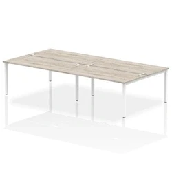 Image of Impulse Bench B2B 4 Person 1600 White Frame Office Desk Grey Oak