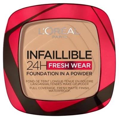 Image of L&#039;Oréal Paris Infallible 24H Fresh Wear Foundation in a Powder, Full coverage, Longwear, Weightless Smooth Finish, Water proof and Transfer proof, 140 Golden Beige
