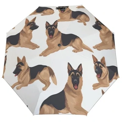 Image of LFDSYEOQ Windproof Travel Umbrella,German Shepherd Small Strong Lightweight Folding Umbrella,Compact Umbrella with Cover