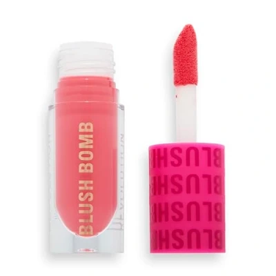Image of Revolution Beauty, Blush Bomb Cream Blusher, Lightweight Makeup &amp; Creamy Formula for a Dewy Finish, Enriched with Vitamin E, Savage Coral, 0.15 Fl. Oz.
