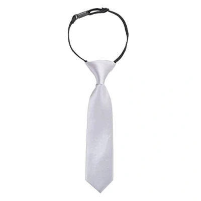 Image of DQT Plain Satin Pre Tied Elasticated Adjustable Neck Tie for Boys 0 2 Years Old Silver