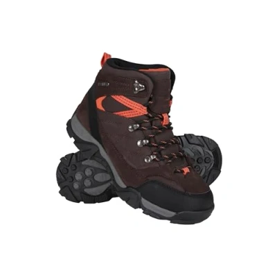 Image of Mountain Warehouse Trail Kids Waterproof Boots Synthetic Mesh Upper Girls &amp; Boys Shoes, EVA Footbed, High Traction Best for Spring Summer, Hiking Outdoors Brown Shoe Size 4