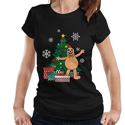 Image of Cloud City 7 Mr Blobby Around The Christmas Tree Women&#039;s T Shirt Black