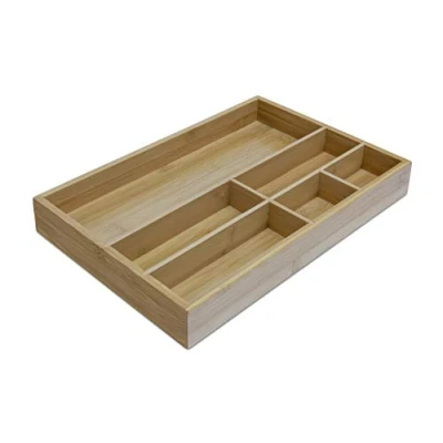 Image of OSCO Bamboo Drawer Organiser Valet Tray Tidy Divider Jewellery Display Stationery Storage H4.5 x W33 D22.6 cm