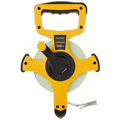 Image of Komelon 8811 Quick Open Back Reel Long Tape Measure with Double Coated Nylon Fiberglass Sheet 100 Feet by 1/2 Inch